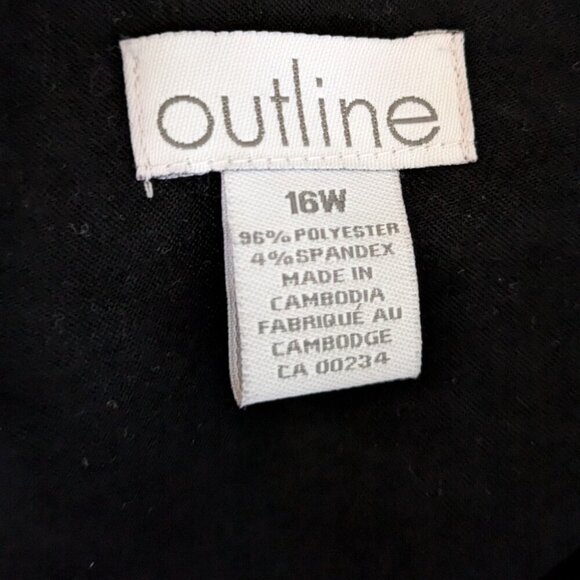 Outline Black Velvet Button Down Long Sleeve Shirt with  Brown Buttons Size 16W - Picture 6 of 13